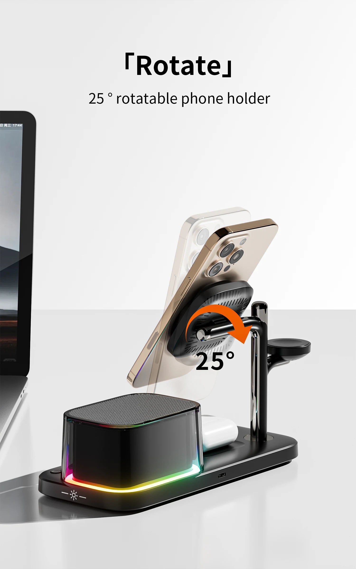 5-in-1 Magnetic Wireless Charger Stand with Speaker - 25W Qi2 Certified Tidesmit