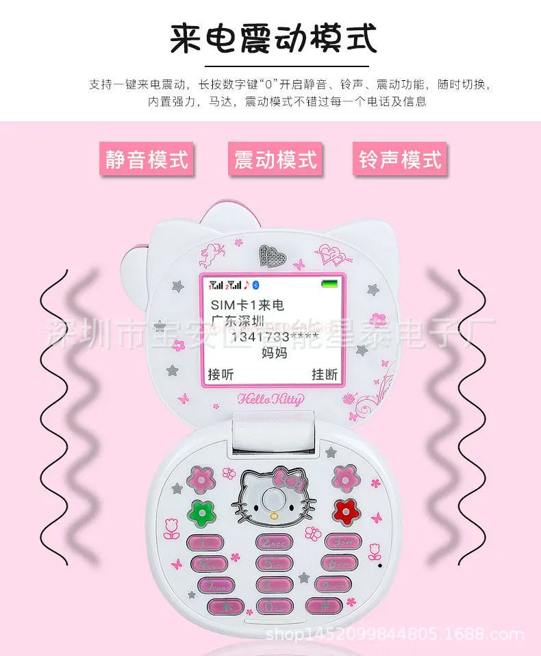2024 Sanrio Hello Kitty Flip Phone Kawaii K688 Cartoon Taiml Cute Mini Phone Birthday Fashion Gift Toys Christmas For Anime Fans