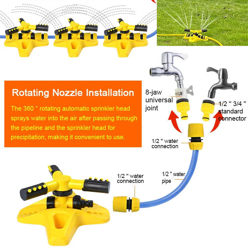 360 Degree Rotating Automatic Sprinkler For Garden Watering Watering Land And Lawn Can Be Connected In Series With Sprinkler