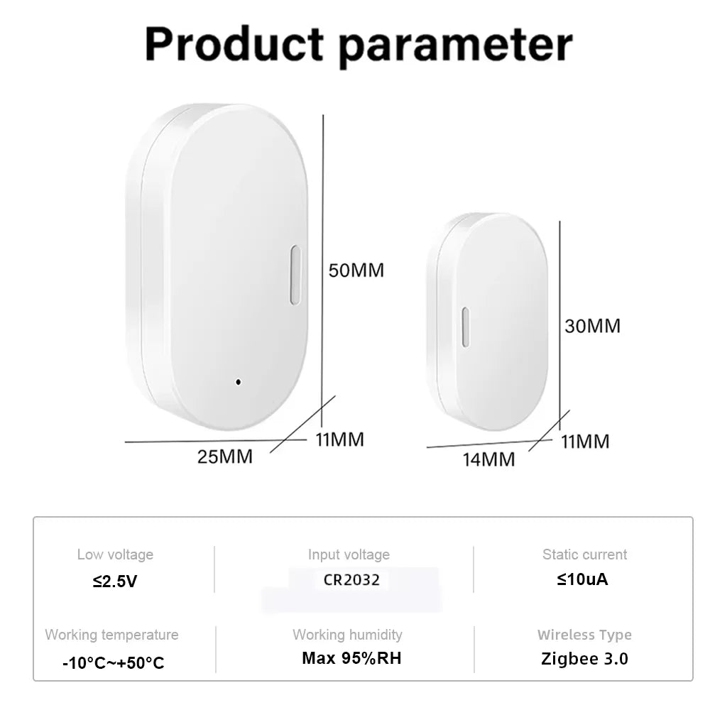 Zigbee Door Window Sensor | Wireless Magnetic Contact Alarm by Tidesmit Tidesmit