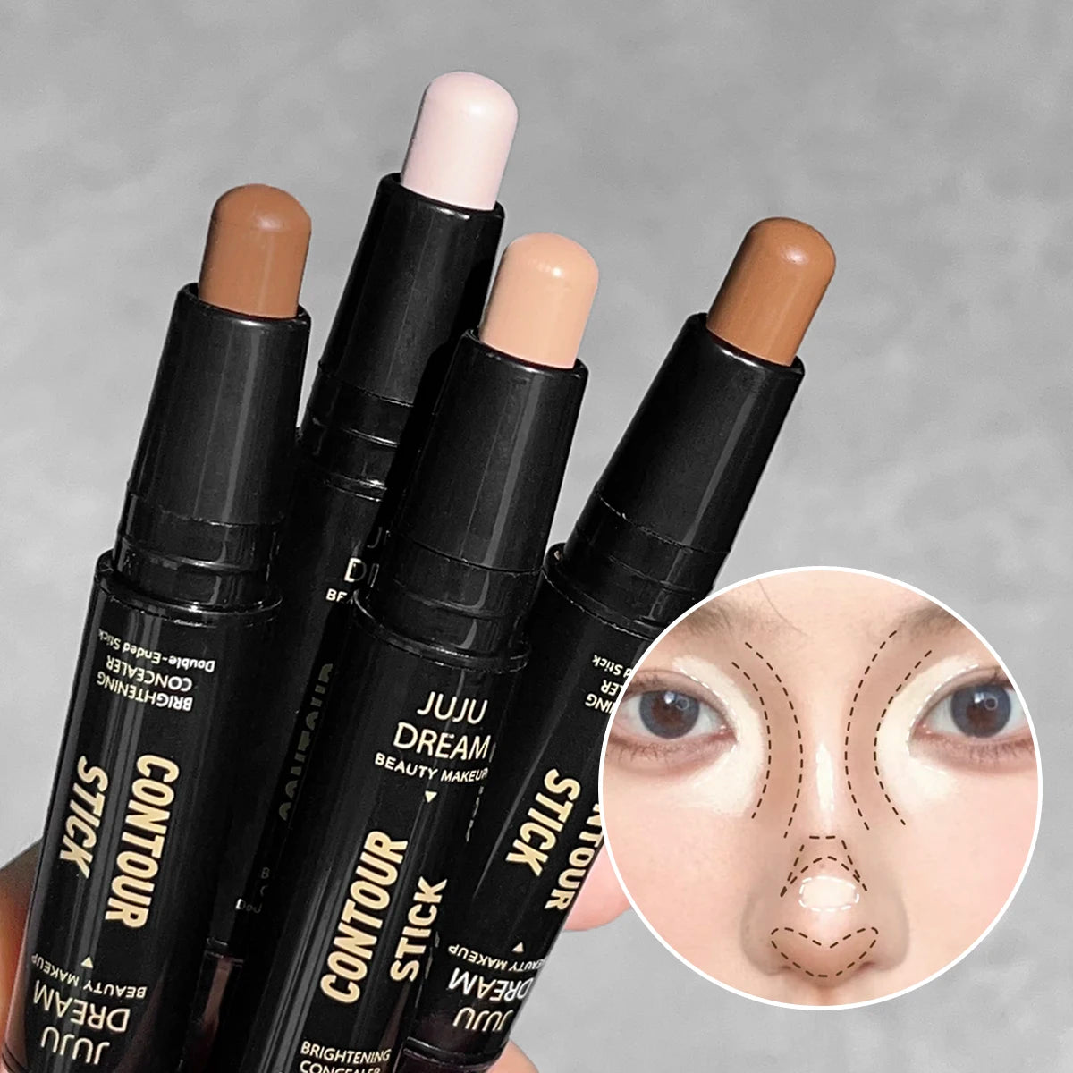 Tidesmit double-headed contour and highlighter stick for nose shading and under eye brightening face makeup swatch