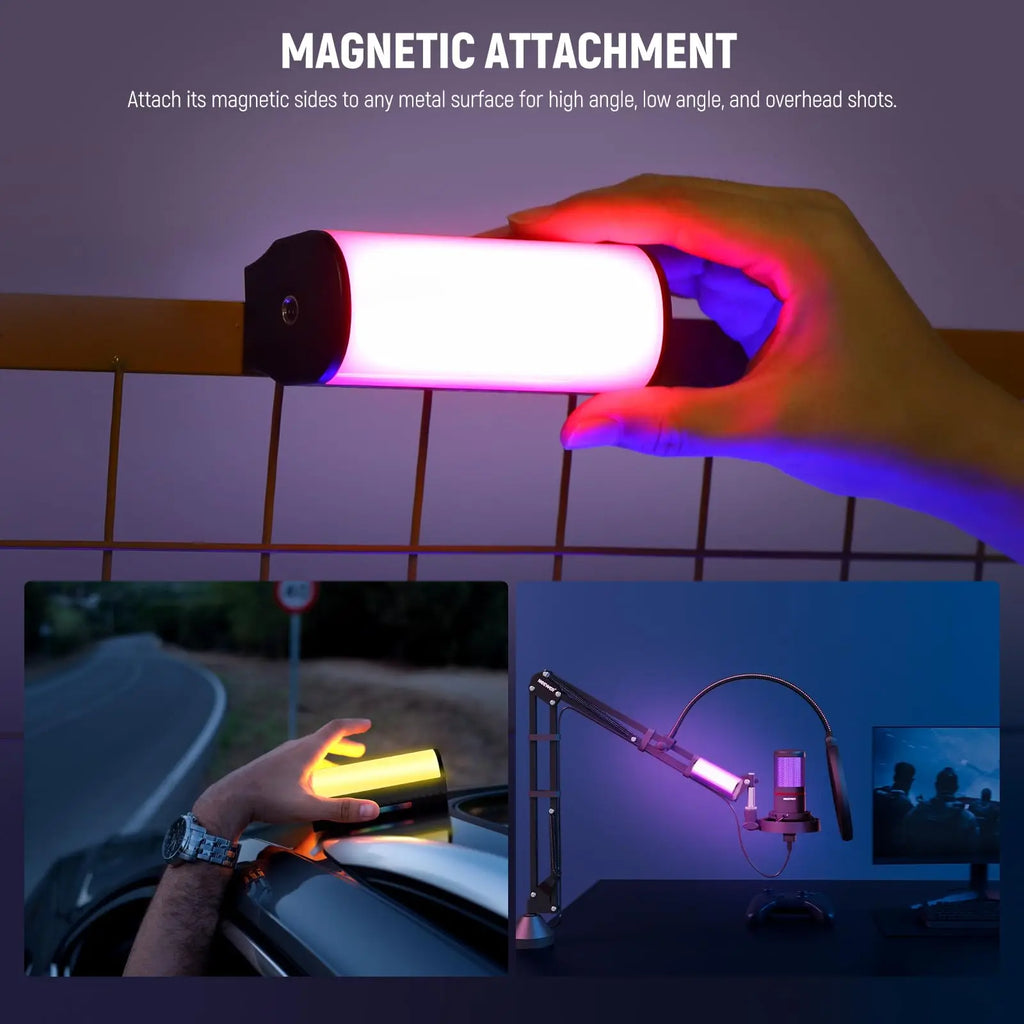 Magnetic LED Light Wand 2 Pack RGB - Portable Content Creation Lighting Tidesmit
