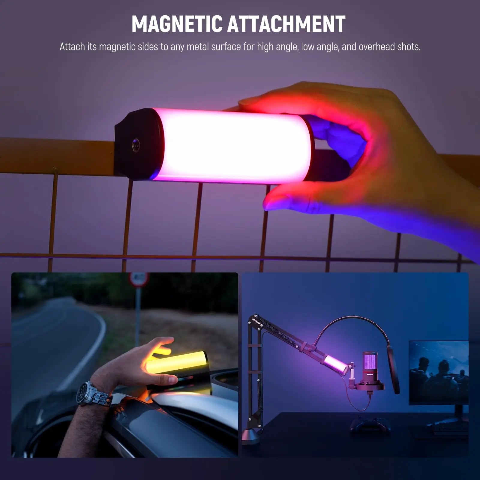 Magnetic LED Light Wand 2 Pack RGB - Portable Content Creation Lighting Tidesmit