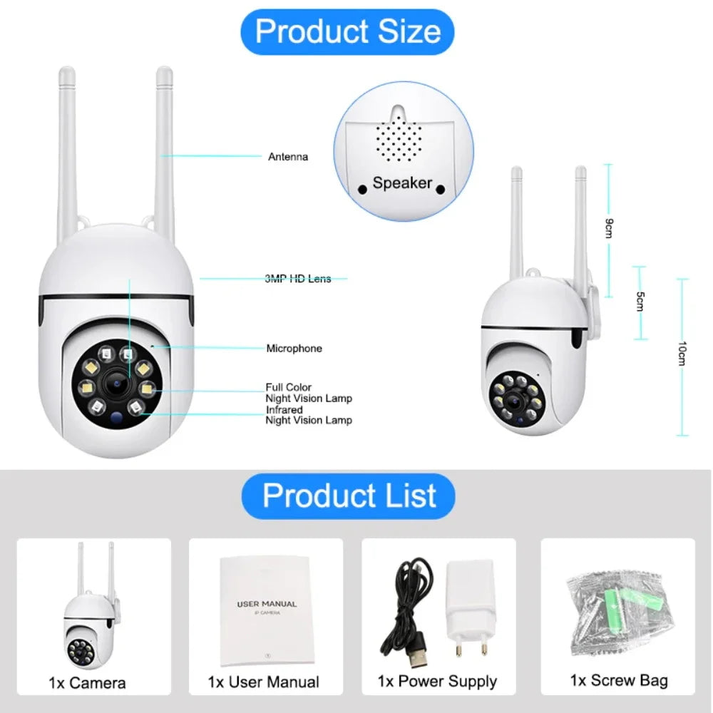 Wifi Surveillance Camera 8MP HD Wireless Security PTZ Camera AI Human Tracking Two-way Audio Color Night Vision Home IP Camera