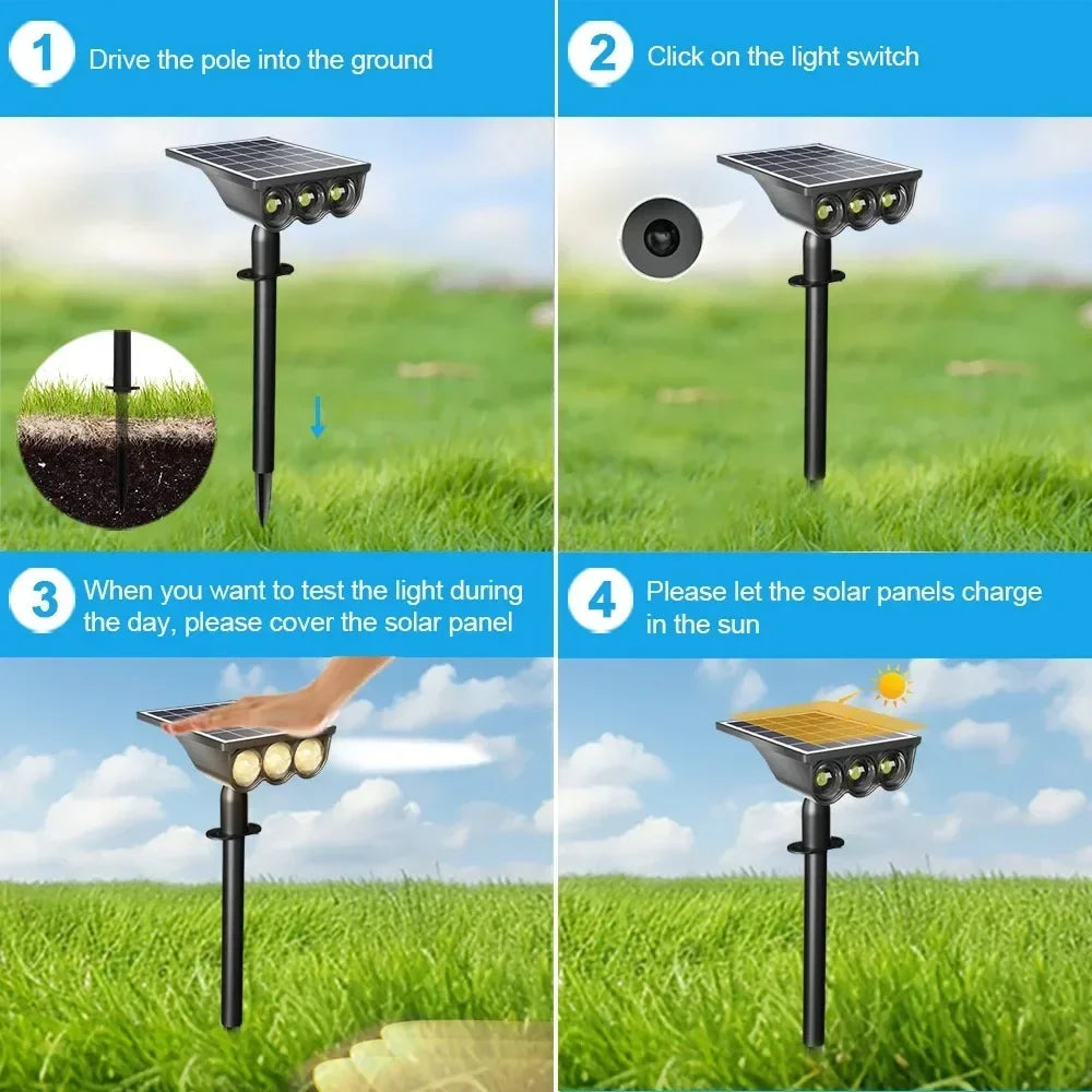 1-4pcs LED Solar Landscape Lights Outdoor IP65 Waterproof Solar Light Solar Garden Spotlight for Yard Lawn Walkway Courtyard