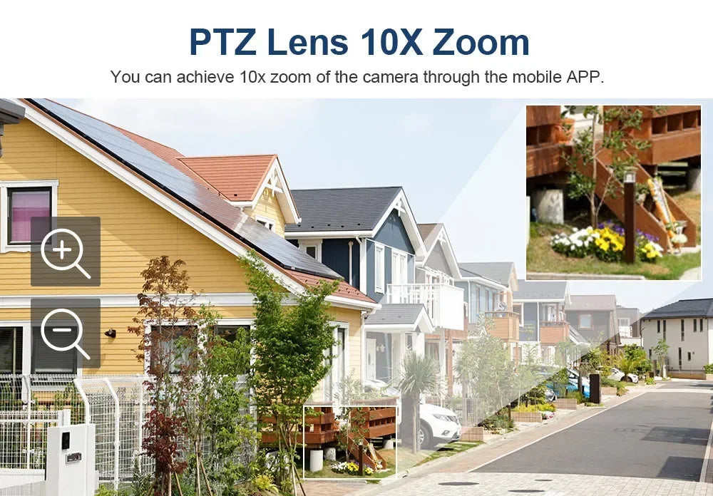 10K Outdoor 10X Optics Zoom WiFi6 Camera 20MP Three screen Four Len PTZ Automatic Tracking 6K Dual Lens Waterproof Security CCTV