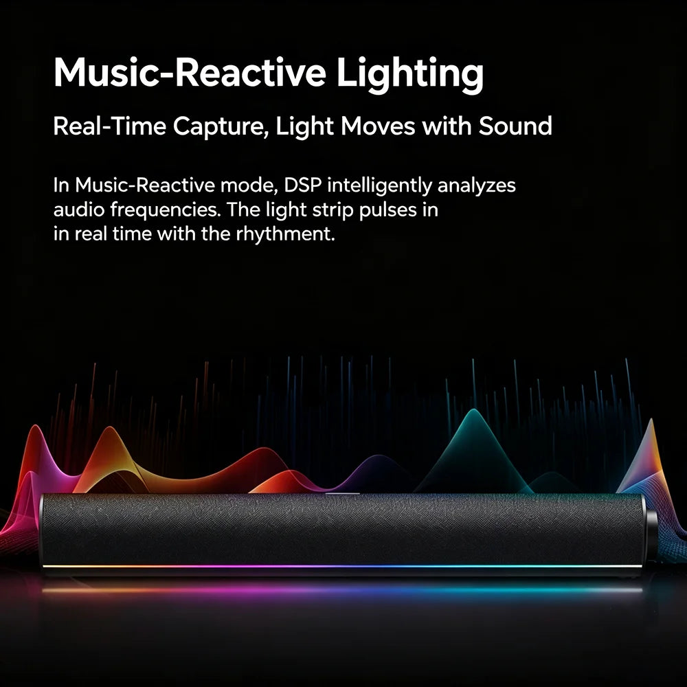 Redmi Computer Speaker Four-Unit Two-Channel Stereo RGB Ambient Light Bluetooth 5.0 Built-in Microphone Knob Control CN Version