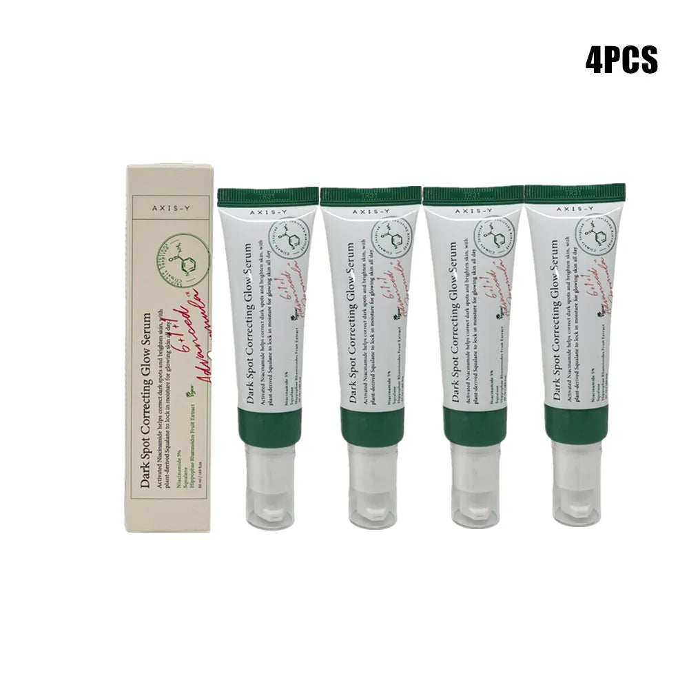 Korean AXIS-Y dark spot correcting glow serum set, 4 tubes with green caps