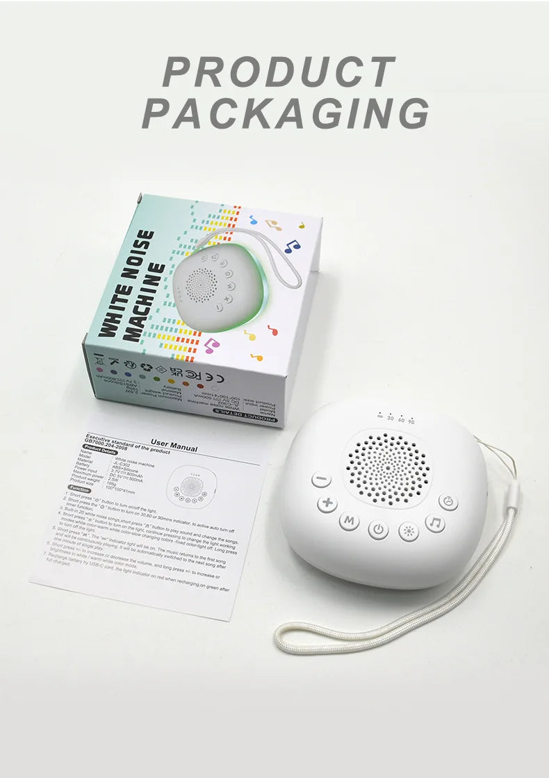 White Noise Machine Portable Baby Sleep Machine Soothing Sounds Sleep Therapy Sound Monitor Generator for Babies Adult Relax