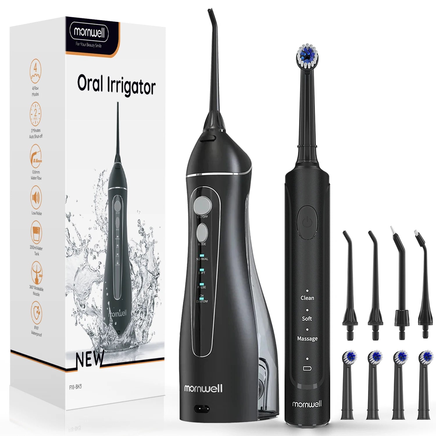 Electric Water Flosser and Electric Toothbrush Set Whitens Teeth  Protects Gum Health With 4 Brush Heads and 4 Flosser Nozzles