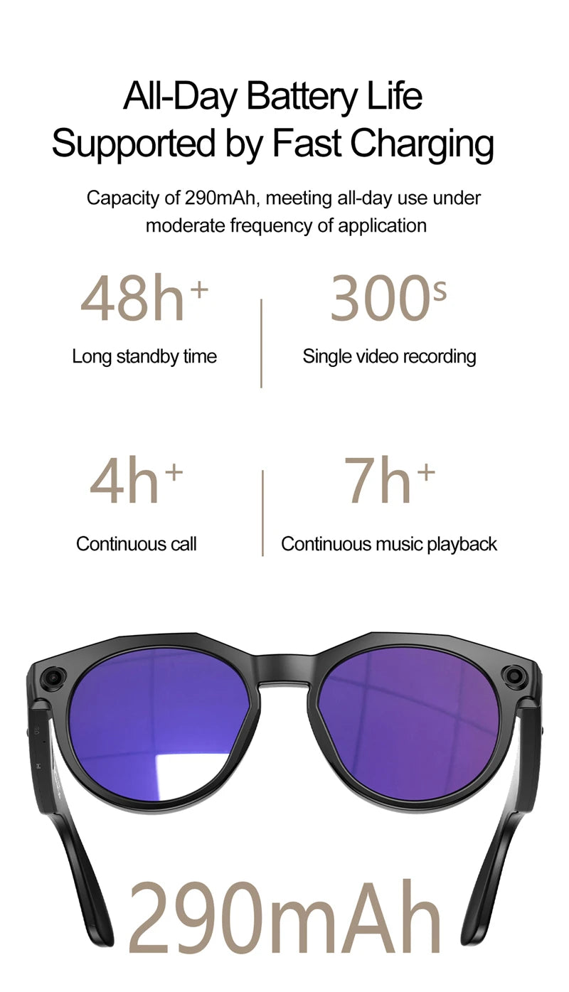 Tidesmit AI Smart Glasses: 8K Camera & Bluetooth Audio VR Headset Tidesmit