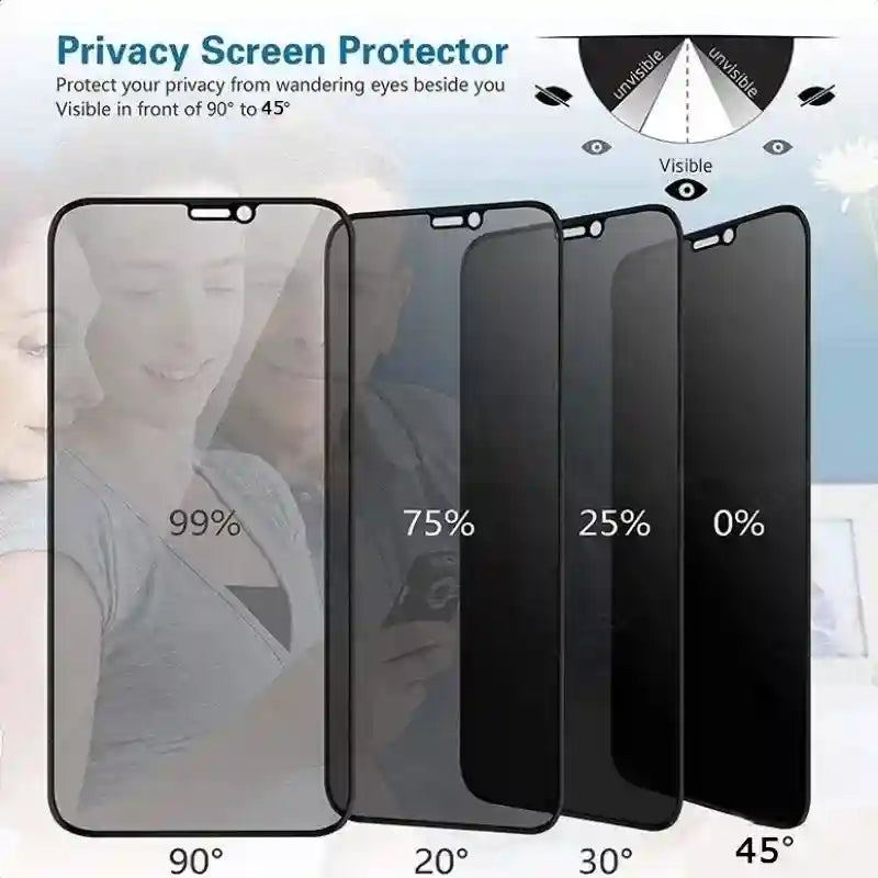 Reno 13F Privacy Screen Protector - 4 Pack Anti-Spy 9H Tempered Glass AE Tidesmit