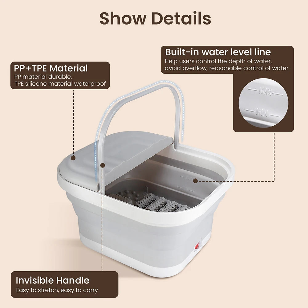 Portable Foot Massage Tub: Foldable Heated Bath for Relaxation Therapy Relaxation Treatment Tidesmit