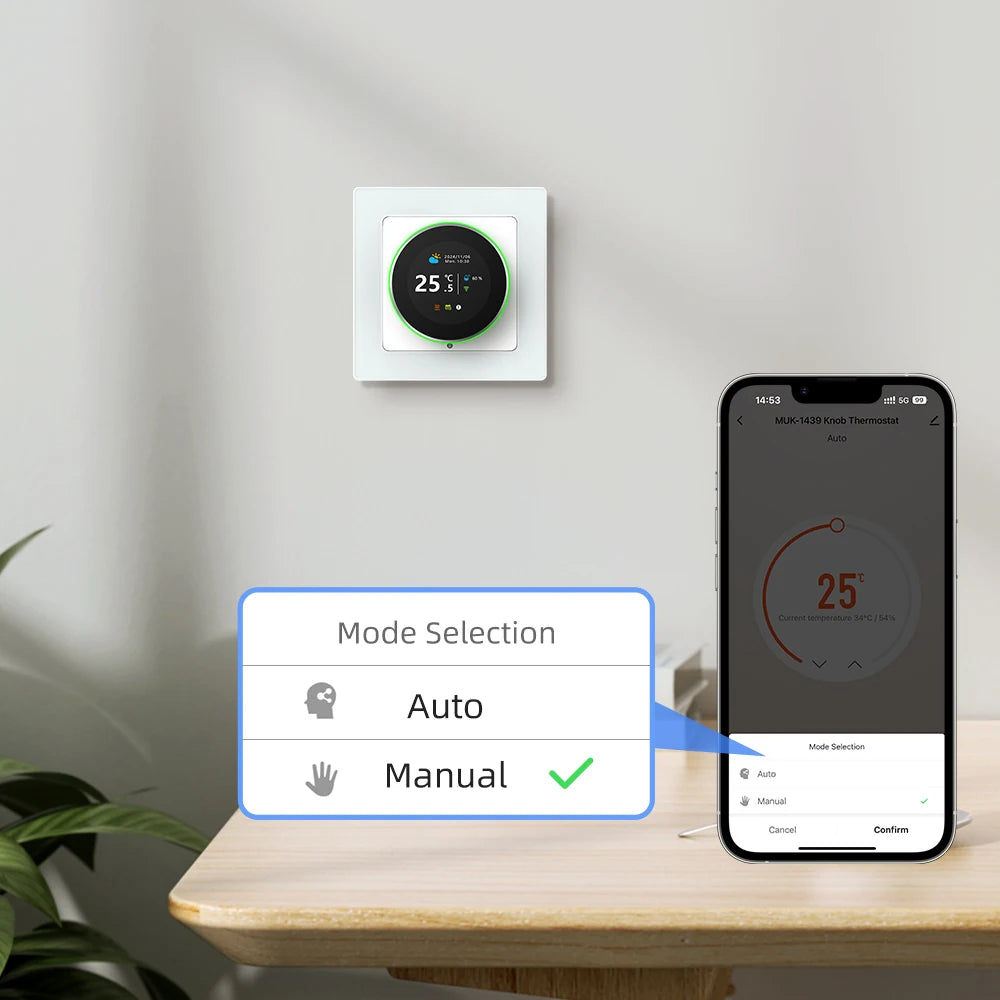 AVATTO WiFi Smart Knob Thermostat，Electric Floor Heating Water/Gas Boiler Temperature Controller Support Tuya Google Home,Alexa