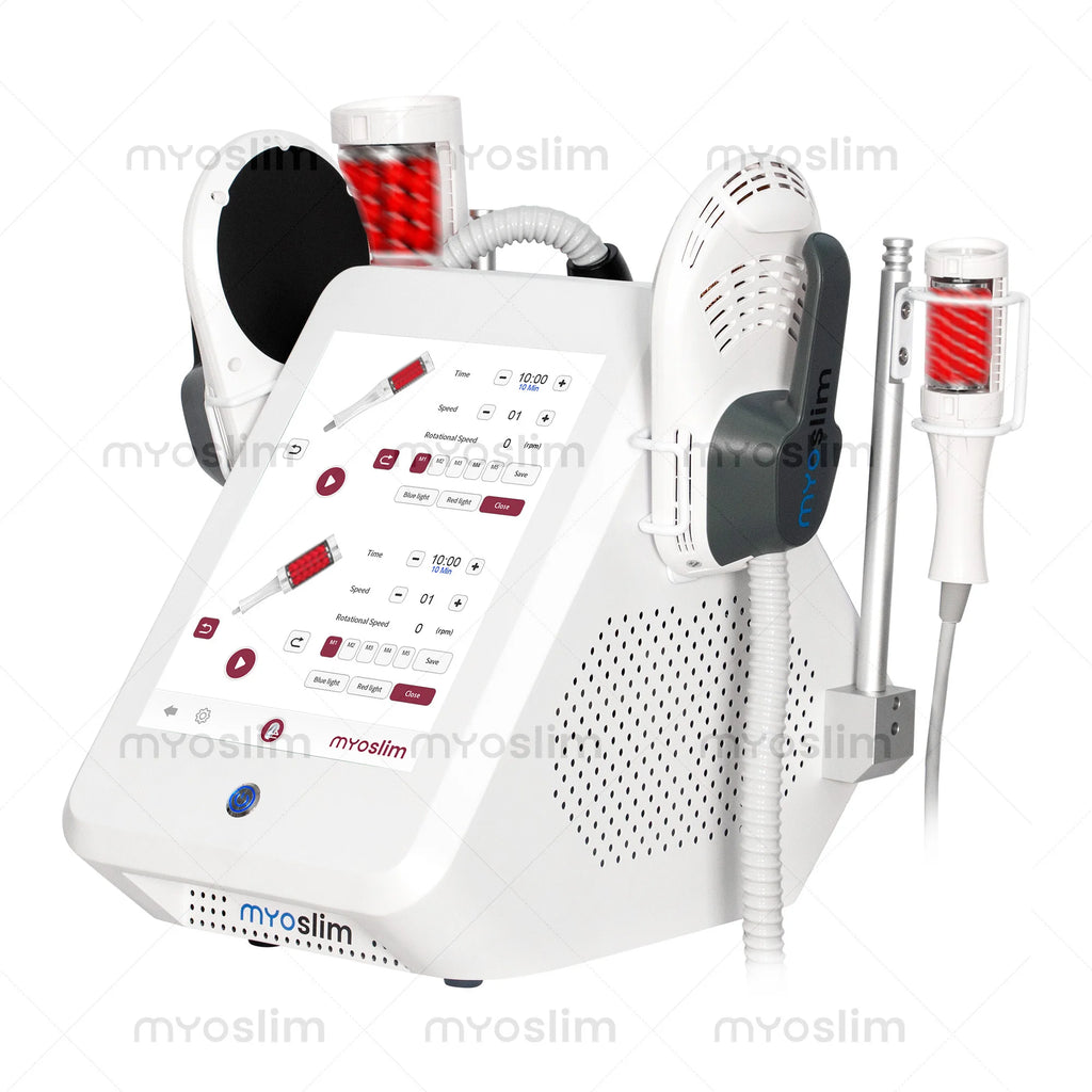 White EMS body sculpt machine with 360 rolling inner ball applicators for professional cellulite and fat reduction.