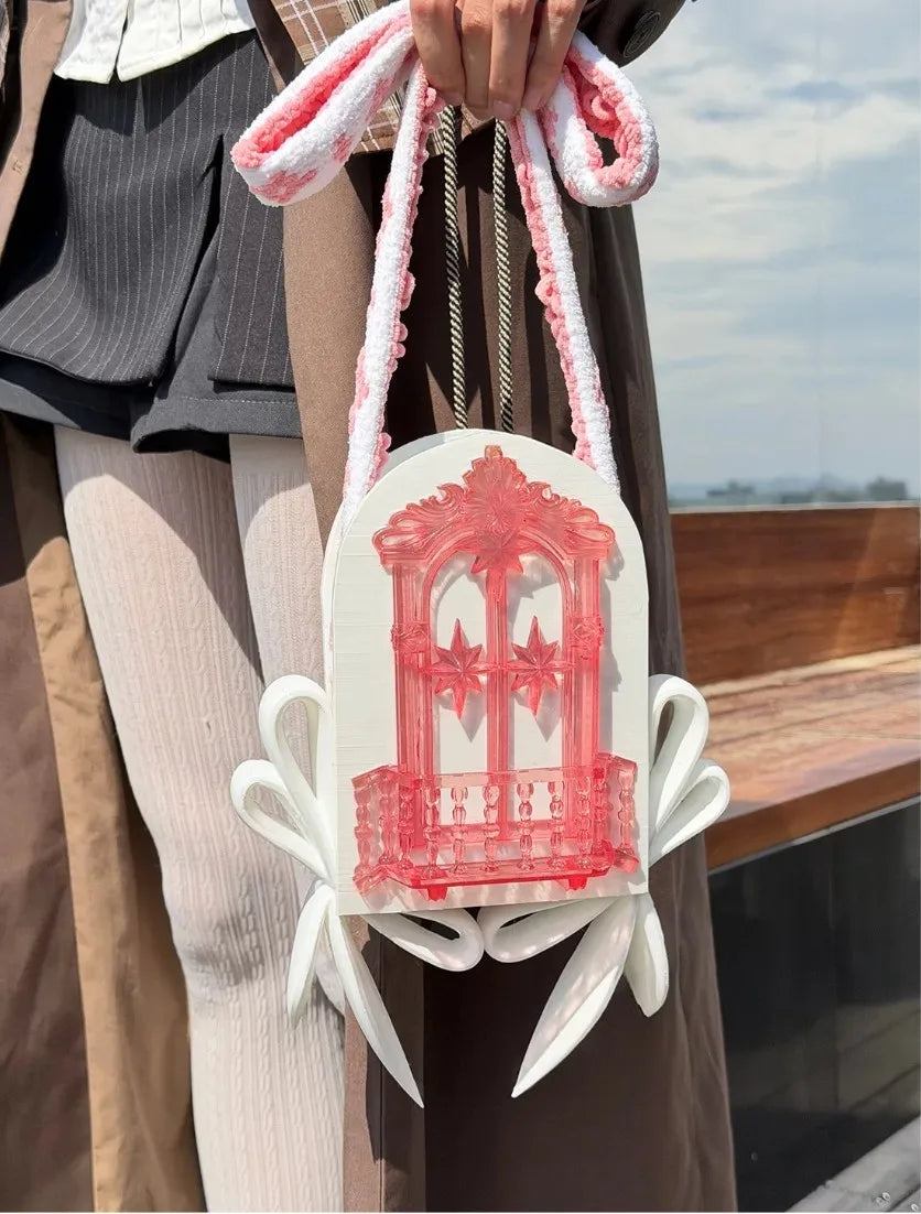 3D Printed TPU Women's Shoulder Bag Original Design Adult Girls' Small Capacity Handbag Open-top Design Balcony Purse Wallet