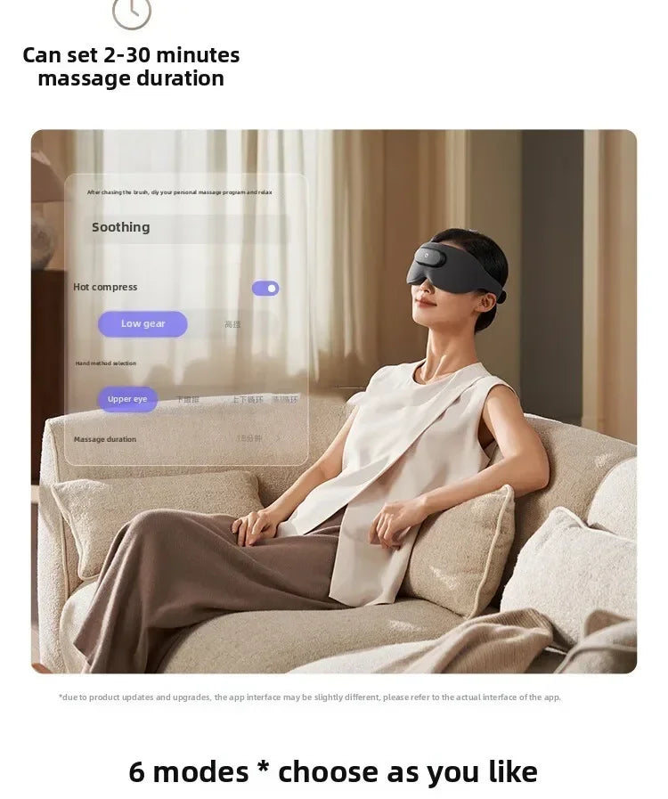 Smart Massage Eye Mask | 3D Heat Therapy & App Control - Black Relaxation Treatment Tidesmit