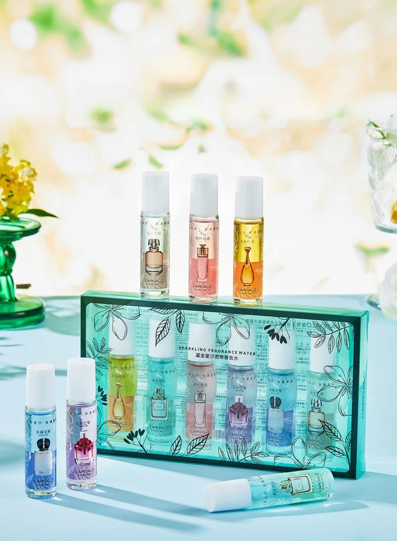 Tidesmit 6-piece portable roll-on perfume set for women, long-lasting fresh fragrance and odor-eliminating deodorant.