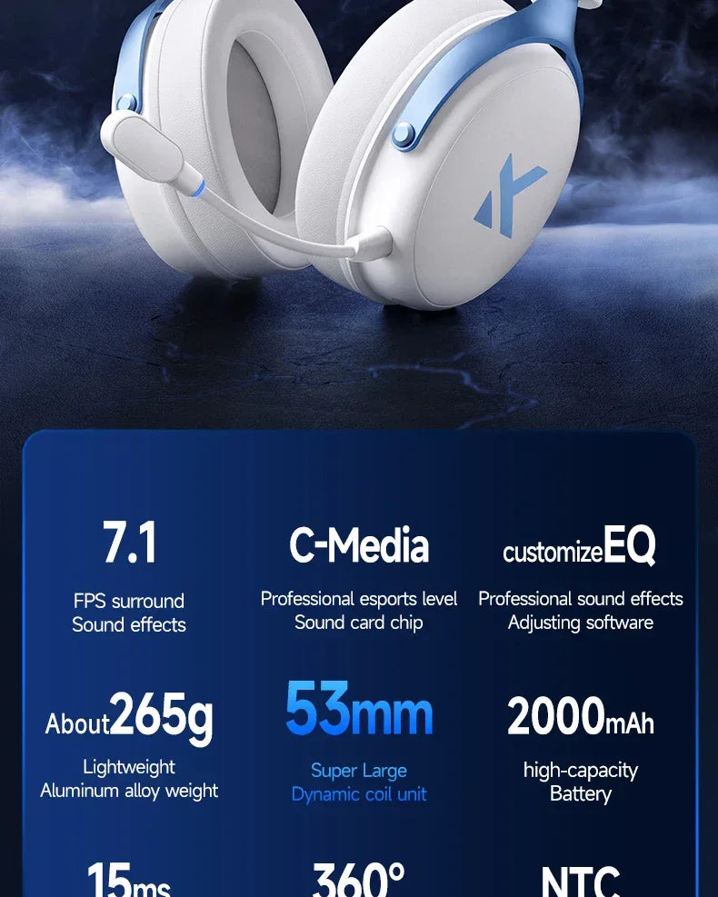 Wireless Gaming Headset V9 Pro - 7.1 Surround Sound Over-Ear Headphones Tidesmit