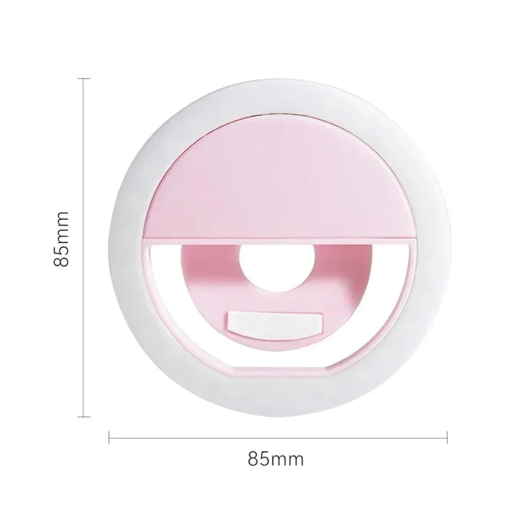 LED Selfie Ring Light, 3-Level Brightness, Portable USB Pink Tidesmit