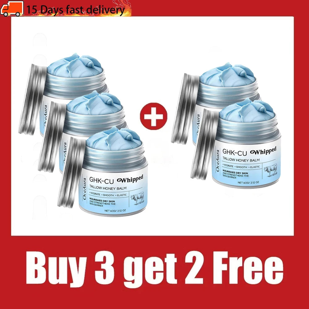 GHK-Cu Copper Peptide & Beef Tallow Blue Balm with Manuka Honey – Moisturizer for Mature, Dry, Sensitive Face & Body Skin