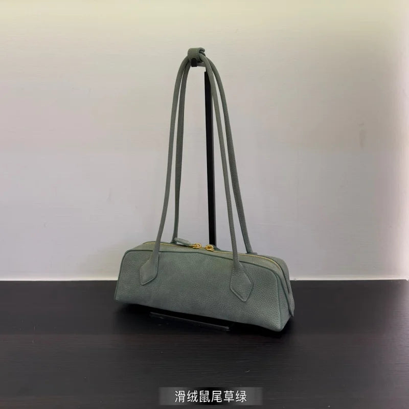 2026 high-quality genuine leather sausage bag, high-end customized high silk gloss leather handbag, women's shoulder bag