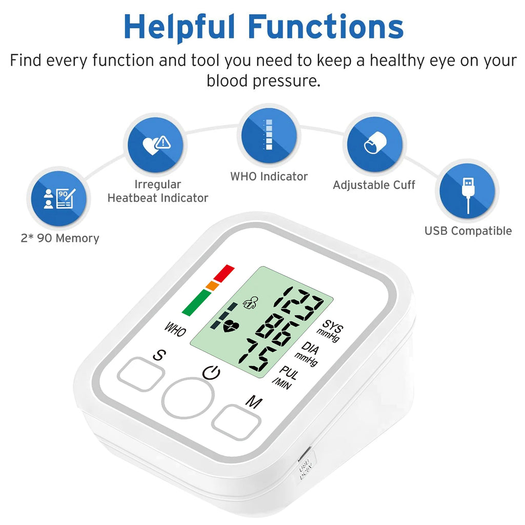 Home Arm Sphygmomanometer LCD Digital Sphygmomanometer Blood Pressure Monitor