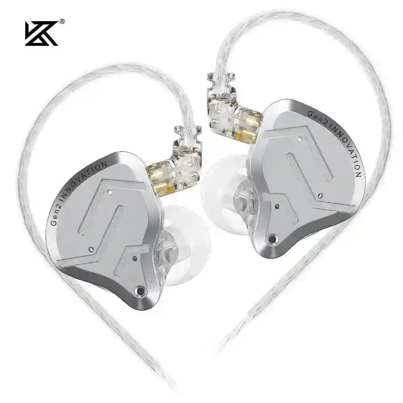 KZ ZSN Pro 2 In-Ear Monitors: Hybrid Dual Driver HiFi Audio ZSNPro2 Silver NOMIC China Mainland Tidesmit