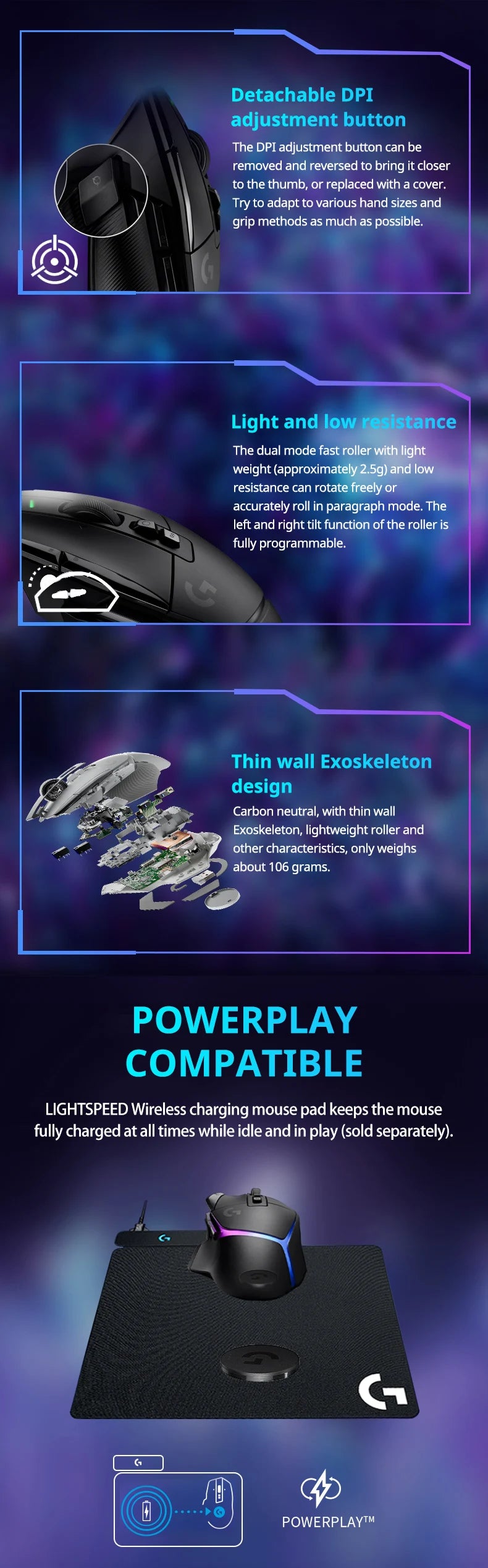 Logitech G502 X Plus Wireless Gaming Mouse - LIGHTSPEED Optical, LIGHTFORCE Switches, LIGHTSYNC RGB, HERO 25K Sensor for PC/Mac