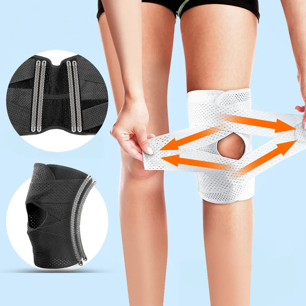 1PC Compression Knee Brace Support, Knee Wrap with Side Stabilizers for Knee Pain, Running, Meniscus Tear, ACL, Arthritis Relief