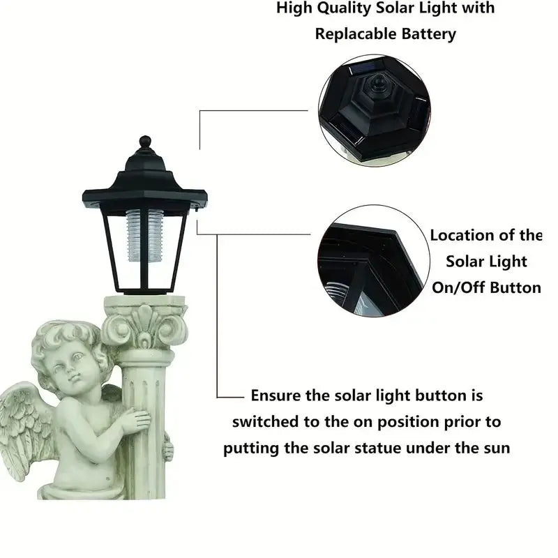 Angel Sculpture, Outdoor Solar Path Light for Garden, Courtyard, Villa, Terrace