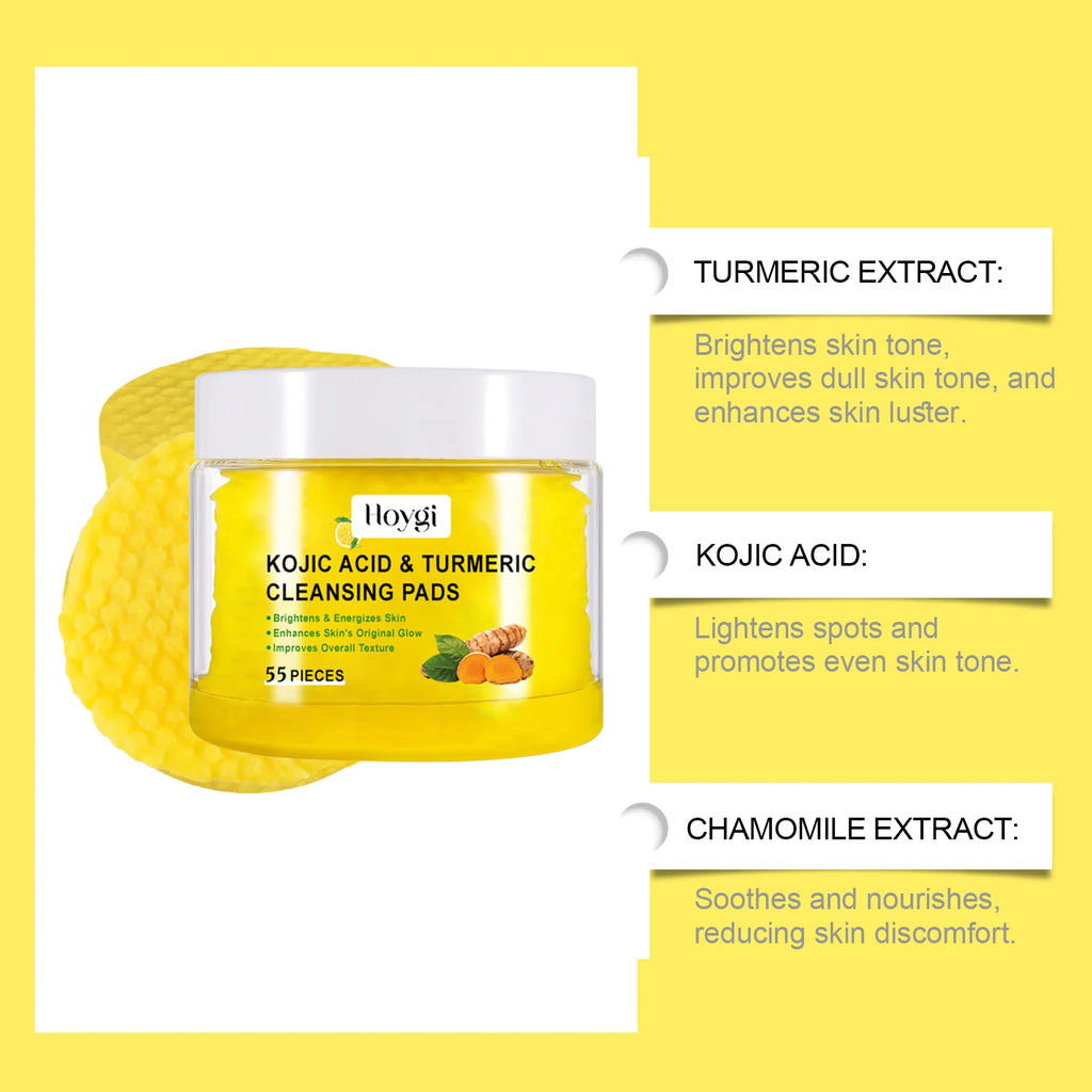 Turmeric Kojic Acid Cleansing Pads Exfoliating Pads Shrink Pores Removing Dead Skin Smooth Brightening Skin Face Cleansing