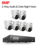ZOSI 4K 8MP 5MP POE Video Surveillance Kit 8CH H.265 Home CCTV NVR Set Color Night Vision AI Detection IP Security Camera System