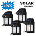 4PCS Solar Wall Light Outdoor Waterproof Sunlight Pathway Fence Lamp Yard Luminous Wall Washer Garden Decoration Tungsten Light