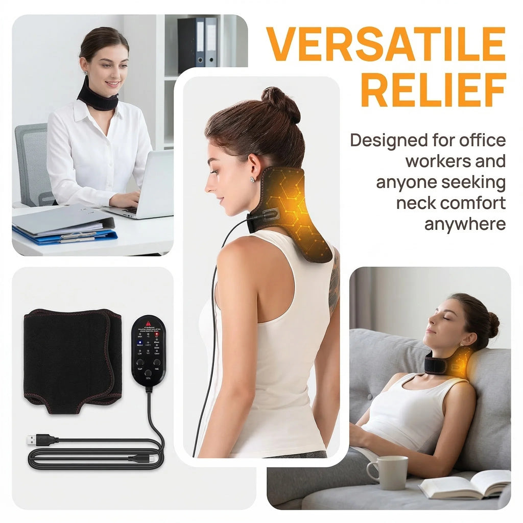 USB Heating Neck Support Brace - Adjustable Hot Compress Therapy Fascia Gun Tidesmit