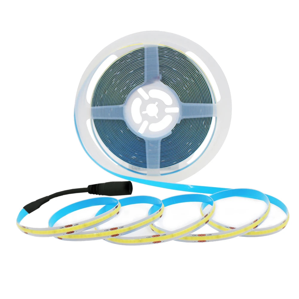 New 12V COB Led Strip With Switch Power Kit US EU UK AU Plug Flexible Light Tape Ra90 320 Leds High Density Linear Lighting