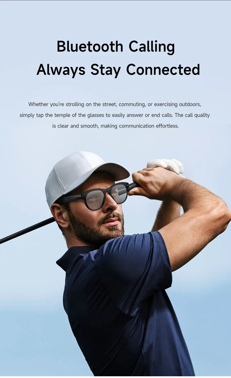 AI Smart Glasses with Bluetooth Calling & Real-Time Translation - Black Tidesmit