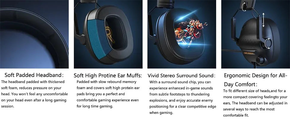 Wired Gaming Headset with Mic - Noise Cancelling PC PS5 Console Audio Tidesmit