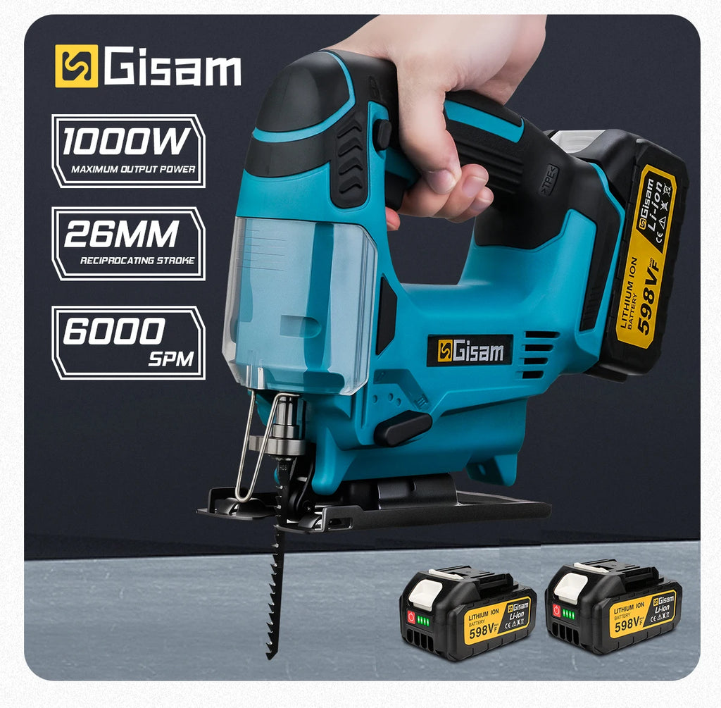 Gisam 26mm 3500RPM Brushless Electric Jig Saw Multi-Function Stepless Speed Woodworking Power Tool For Makita 18V Battery pin