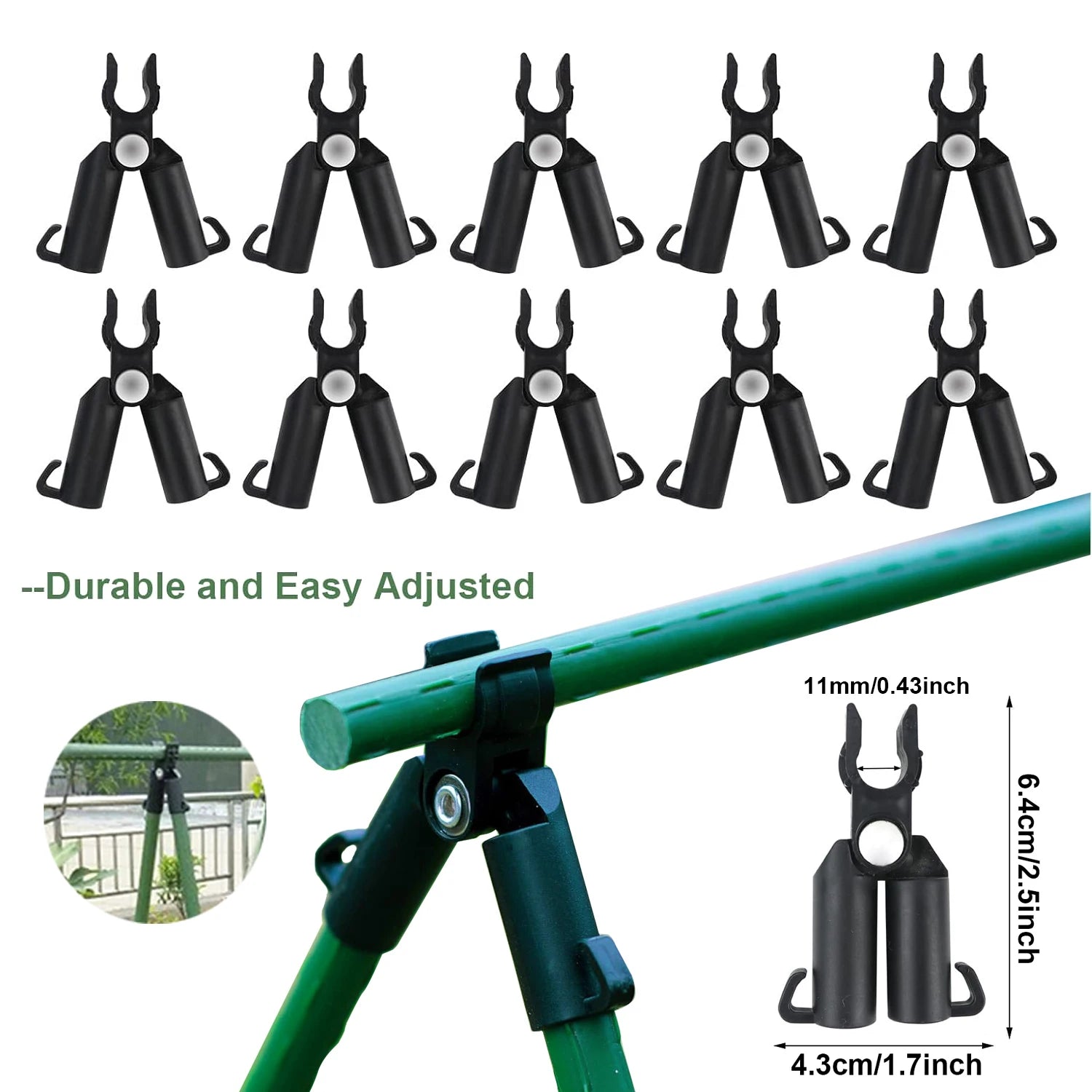 10-Pack Plant Support Universal Plastic Clips 8/11/16/20mm Diameter Fasteners Adjustable Accessories Adjustable Plant Clips