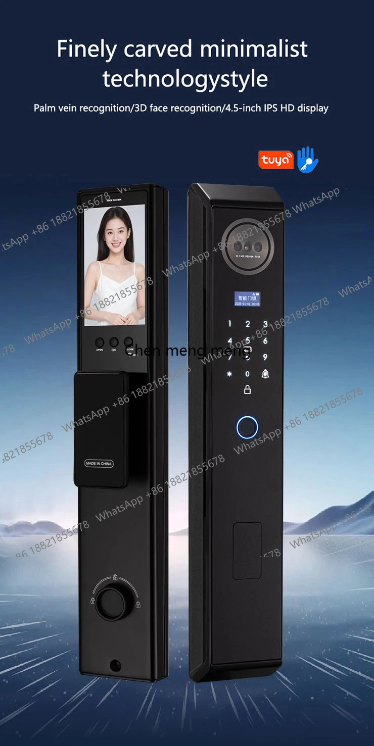 Smart lock with Camera 3D Facial Recognition Electronic Door Lock with Visual Doorbell for Video Surveillance