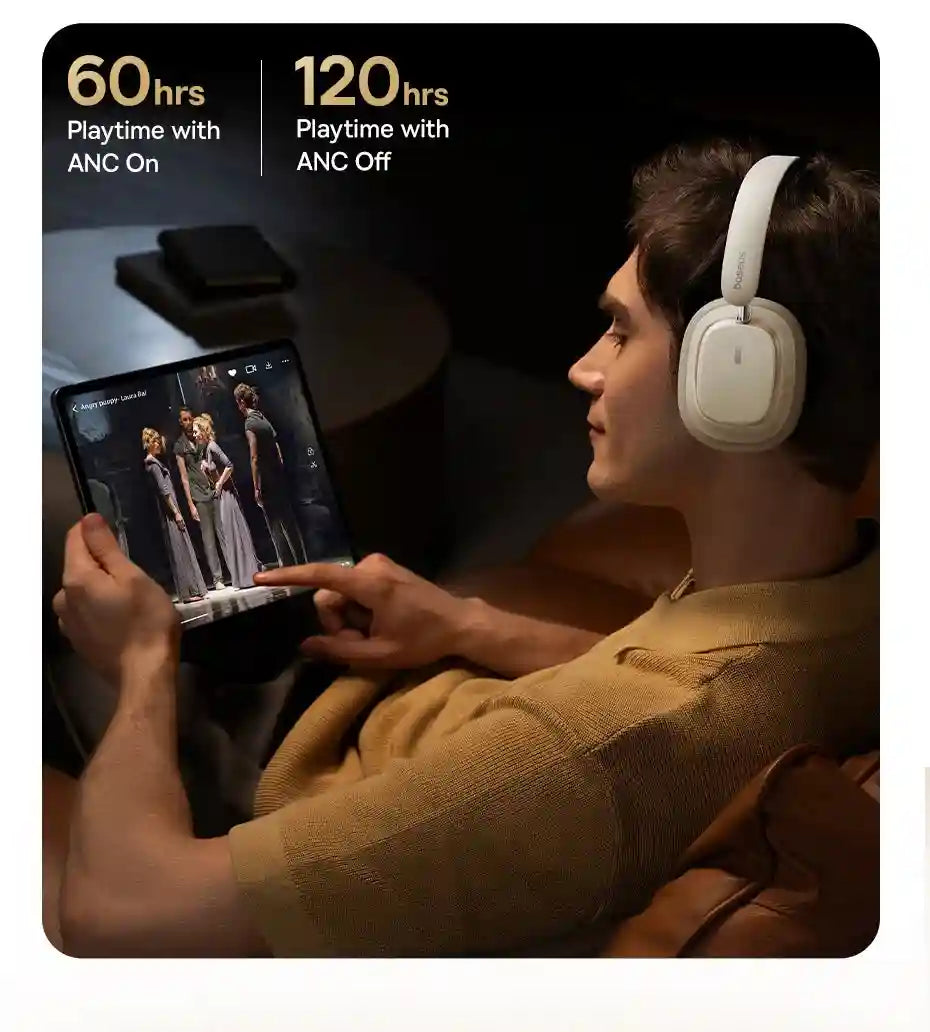 Wireless Headphones with Active Noise Cancellation & 120H Battery Tidesmit