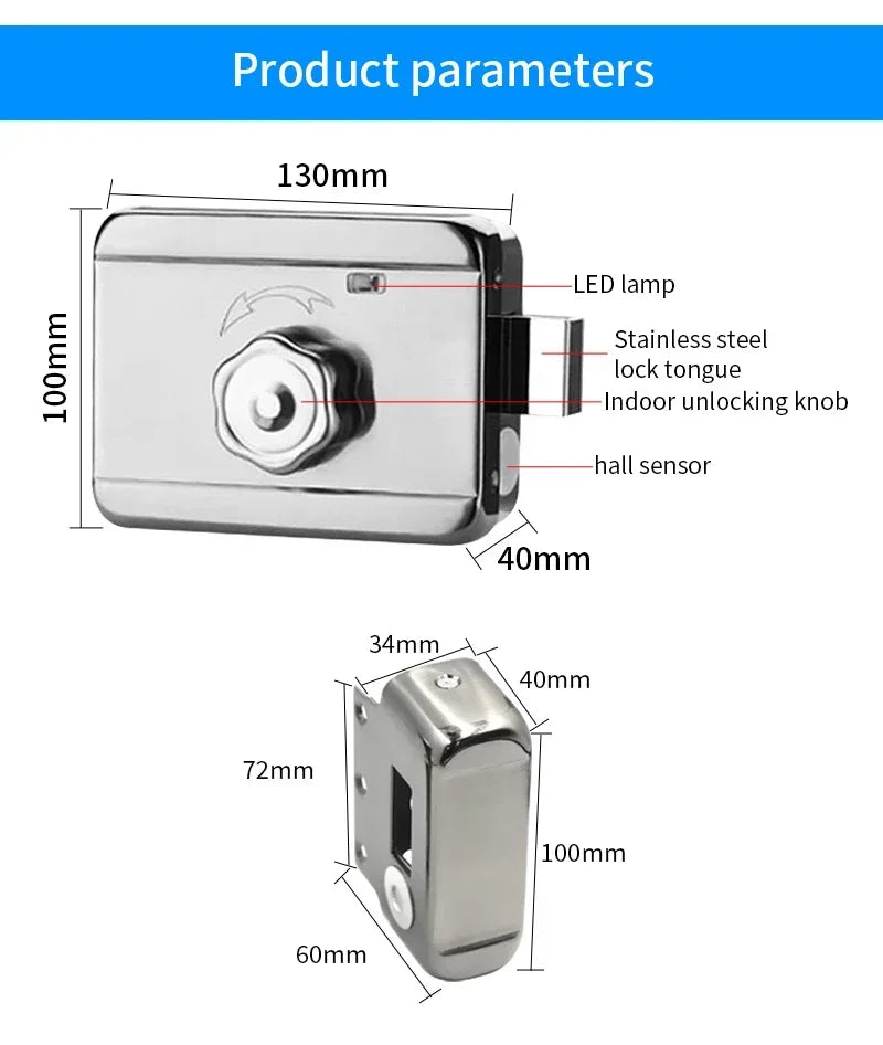 Bluetooth Tuya App Fingerprint Smart Door Lock Gate Password RFID Card Rim Bolt Lock Electronic Door Lock