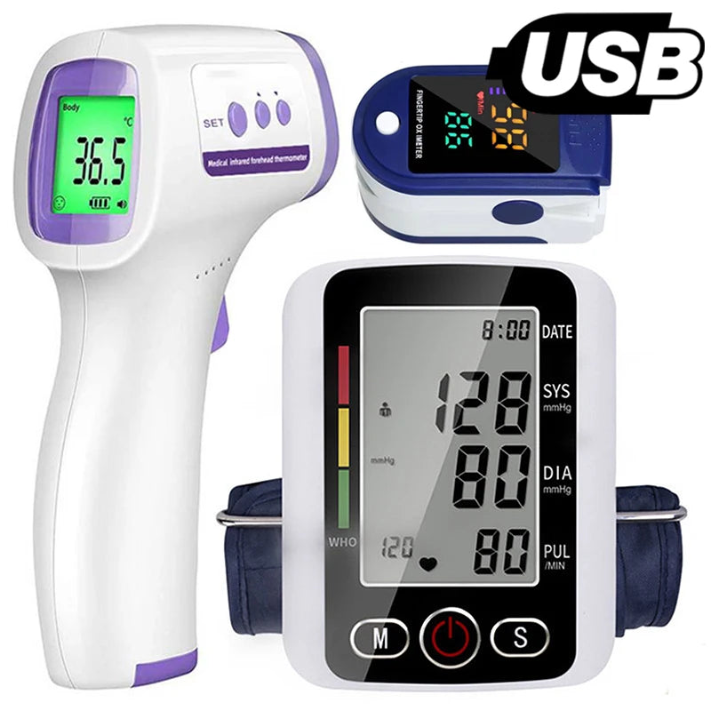 Digital Arm Blood Pressure Meter Cuff Medical Automatic Pressure Tonometer Tensiometer Heart Rate Pulse Meter BP Monitor Healthy