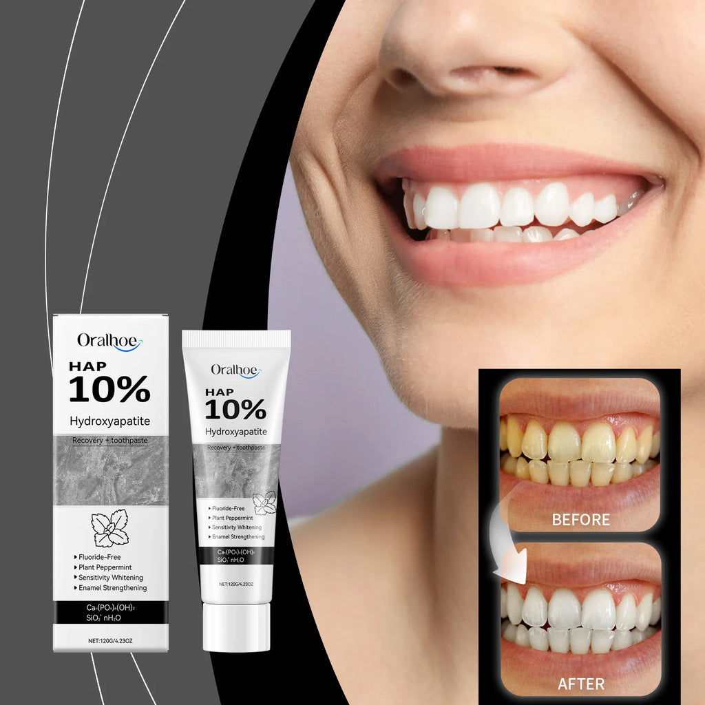 Tidesmit Hydroxyapatite Teeth Whitening Toothpaste for enamel repair, stain removal, and fresh breath.