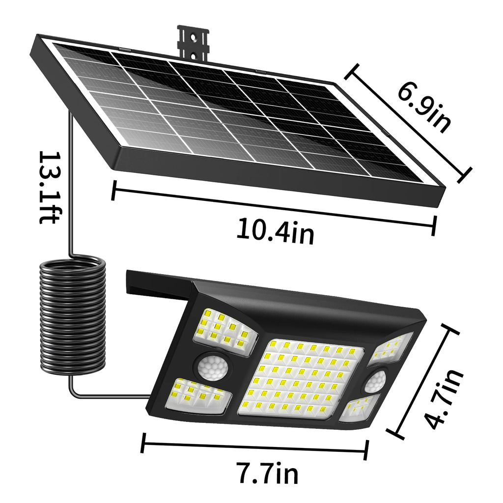 Intelamp 2000LM 8000mah Outdoor Solar Lights With Two Motion Sensors Larger Solar Panel Solar Lamp IP65 For Street Garden Path