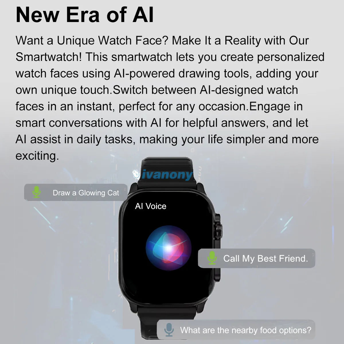 Ivanony Smart Watch DT Ultra 4 Smartwatch Men Support TWS Earphone Connect Bluetooth Call  Google Map Compass Amoled Smartwatch