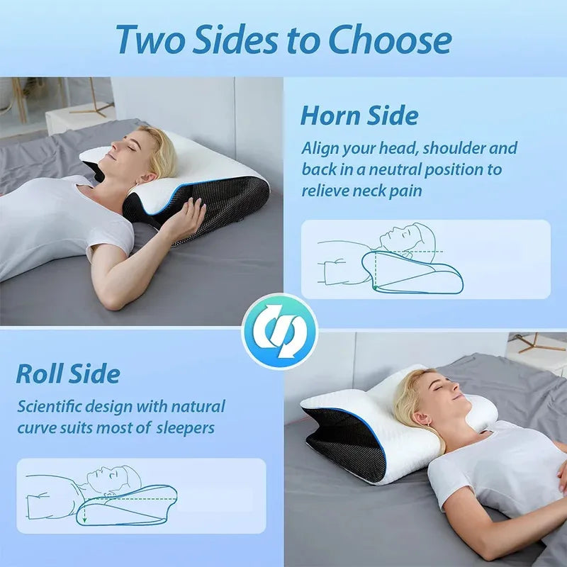 Ergonomic Memory Foam Neck Pillow for Cervical Support - Tidesmit Back Massage Instrument Tidesmit