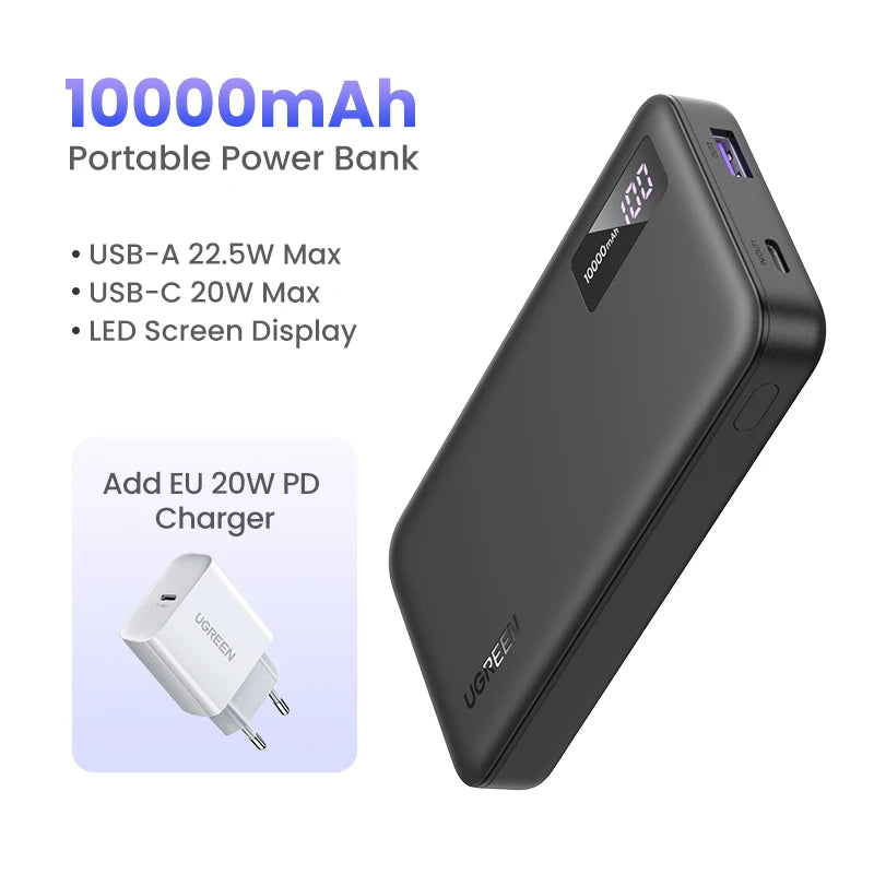 Tidesmit 10000mAh Portable Power Bank, 22.5W USB-C Fast Charging 10000mAh EU Charger Tidesmit