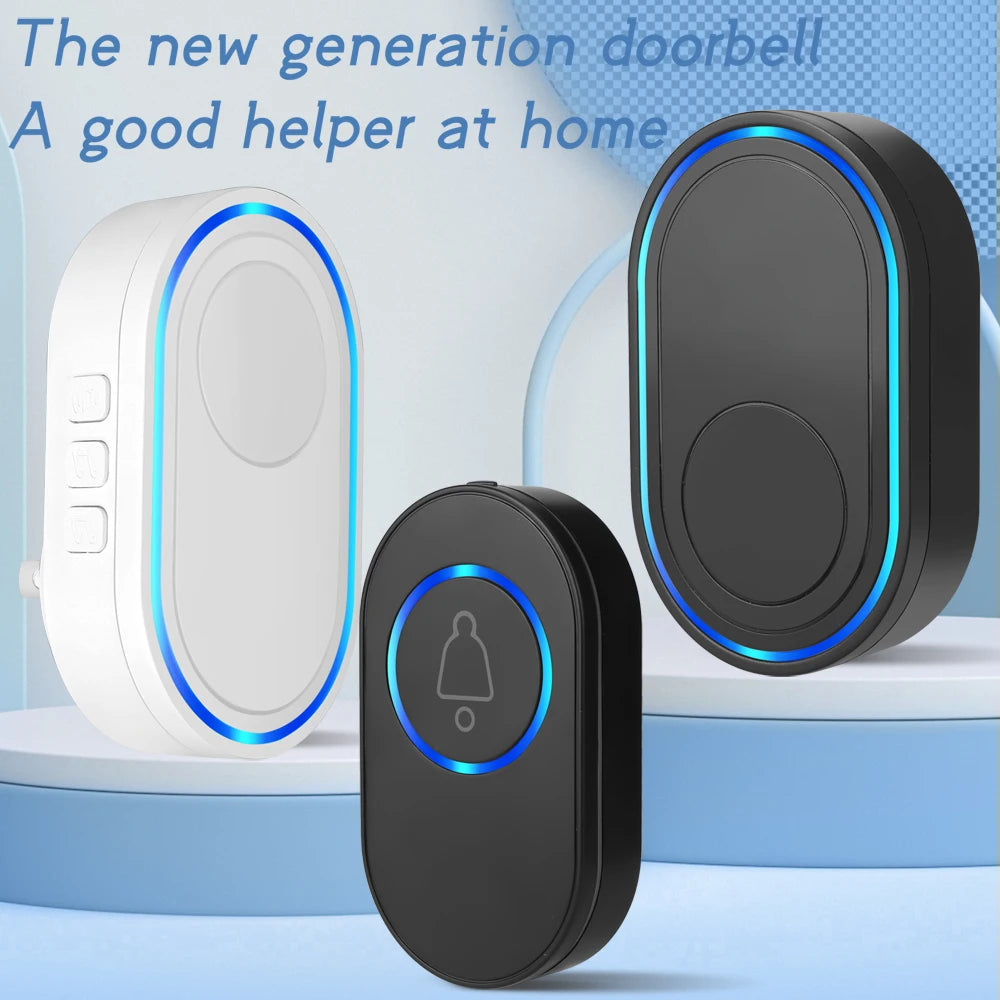 Wireless Doorbell 39 Music LED Flash Security Alarm Outdoor IP65 Waterproof Smart Home Intelligent Door Bell Chime Kit